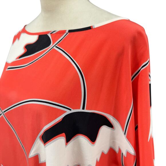 Diane von Furstenberg Floral Boat Neck Flowy Silk Tunic Top - Picture 5 of 14